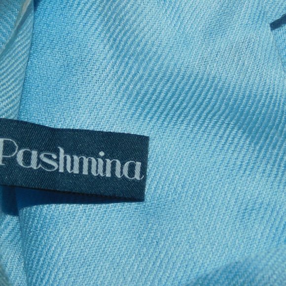 Pashmina Blue Scarf Fringe Wrap - Picture 3 of 7